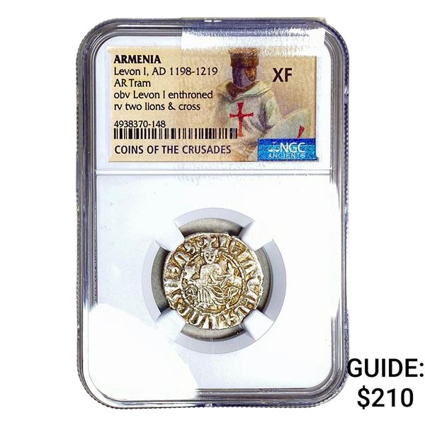 Armenia, Levon I, AD 1198-1219 Silver Tram NGC XF