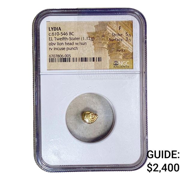 Lydia c.610-546 BC EL Twelfth-Stater 1.12G AGW F