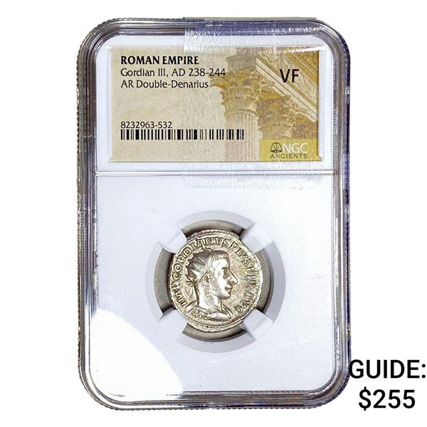 Roman Gordian III, AD 238-244 Silver Dbl-Denarius NGC VF