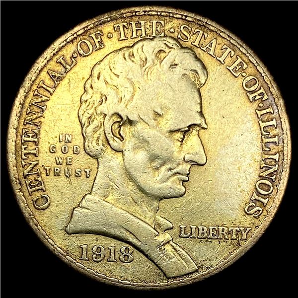 1918 Silver Illinois Half Dollar NICELY  CIRCULATED