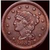 Image 1 : 1853 Braided Hair Large Cent CLOSELY  UNCIRCULATED