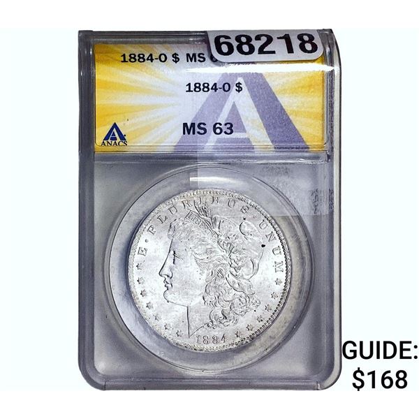 1884-O Morgan Silver Dollar ANACS MS63