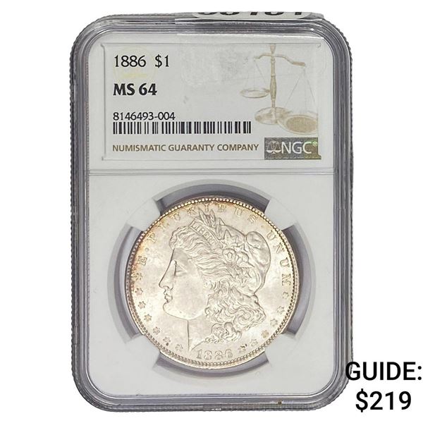 1886 Morgan Silver Dollar NGC MS64