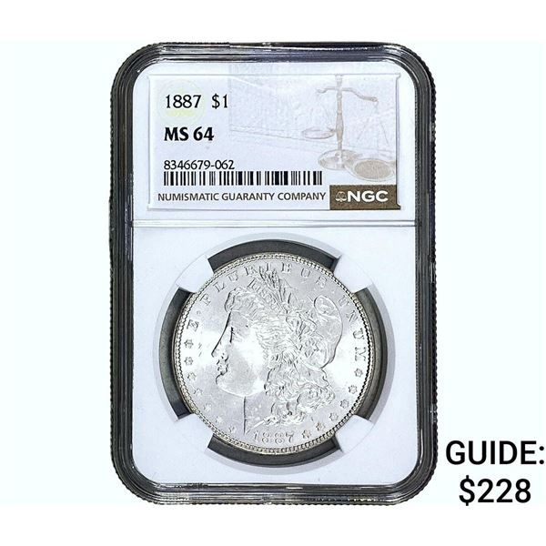 1887 Morgan Silver Dollar NGC MS64