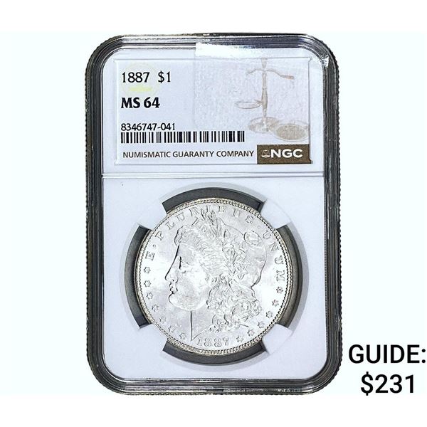 1887 Morgan Silver Dollar NGC MS64