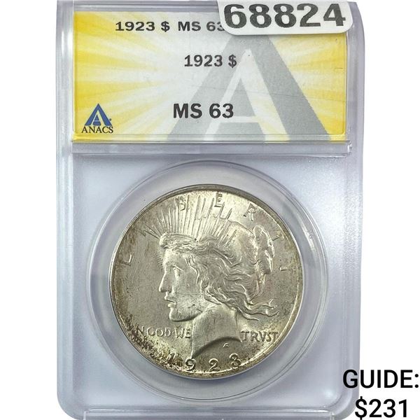 1923 Silver Peace Dollar ANACS MS63