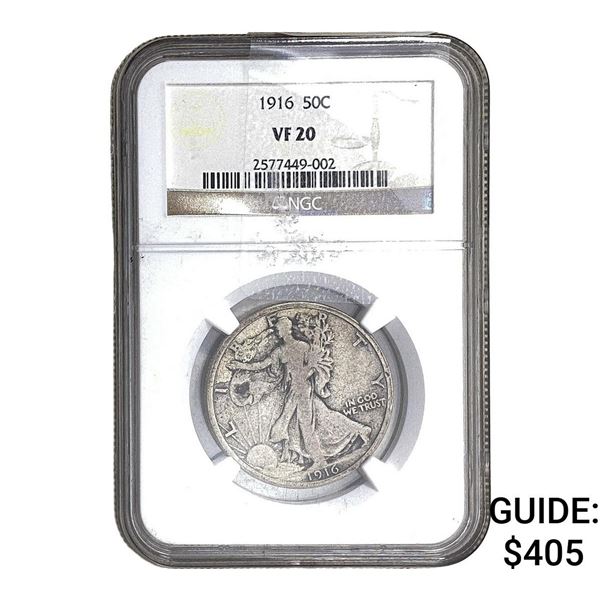 1916 Walking Liberty Half Dollar NGC VF20