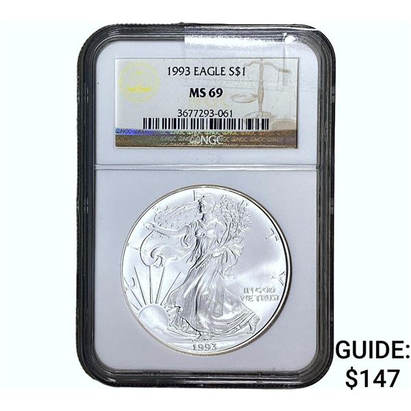 1993 Silver Eagle NGC MS69
