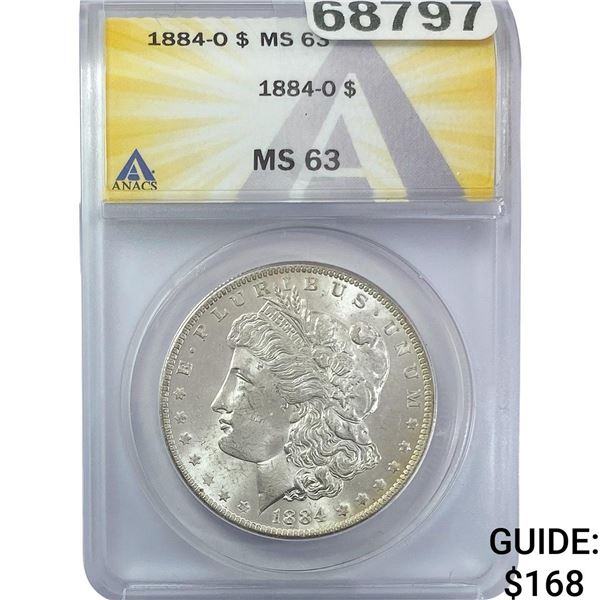 1884-O Morgan Silver Dollar ANACS MS63
