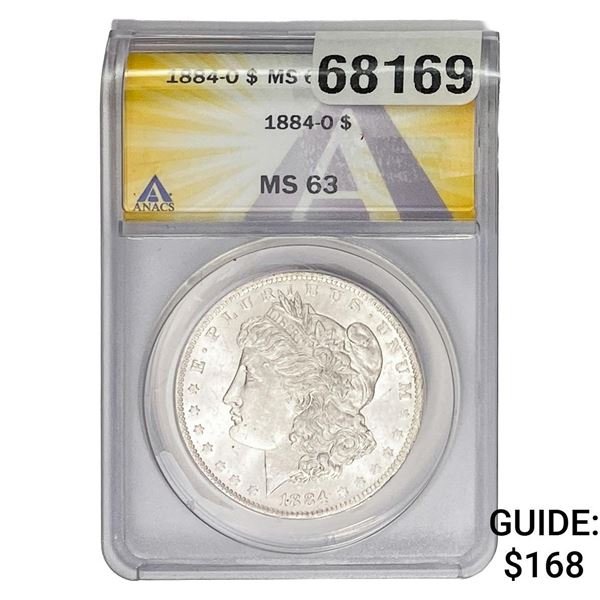 1884-O Morgan Silver Dollar ANACS MS63