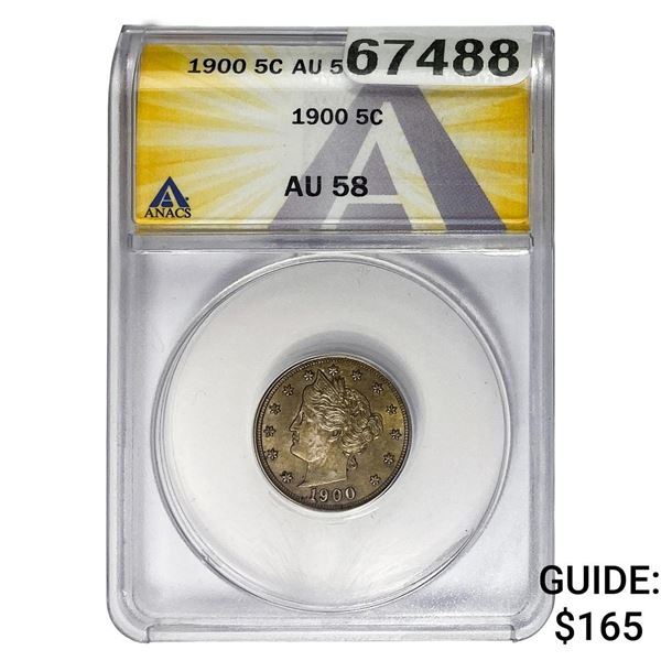 1900 Liberty Victory Nickel ANACS AU58