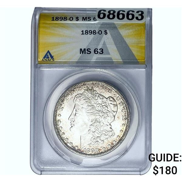 1898-O Morgan Silver Dollar ANACS MS63