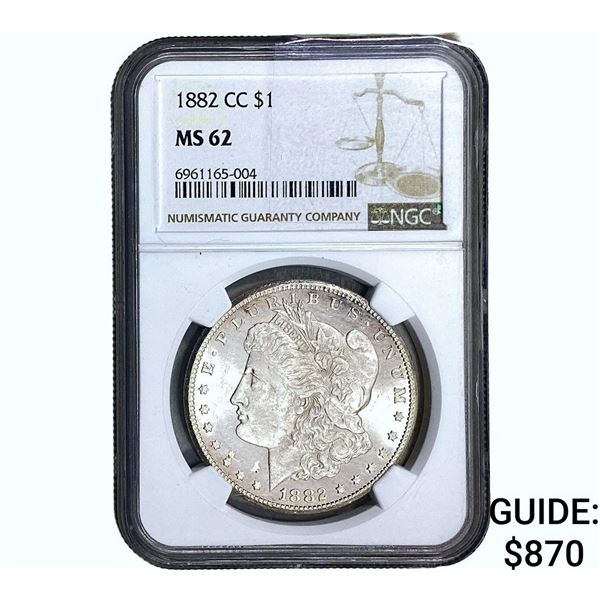 1882-CC Morgan Silver Dollar NGC MS62