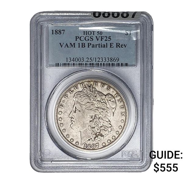 1887 Morgan Silver Dollar  VF25 VAM1 B Part. E Rev.