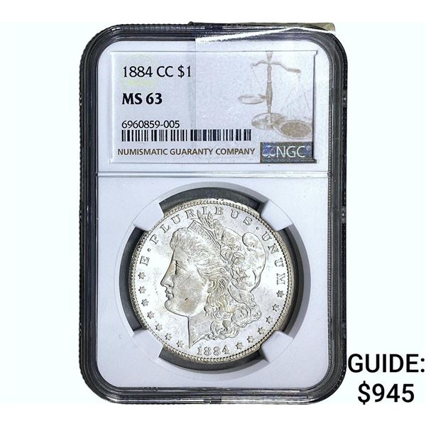 1884-CC Morgan Silver Dollar NGC MS63