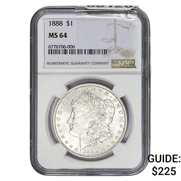 1888 Morgan Silver Dollar NGC MS64