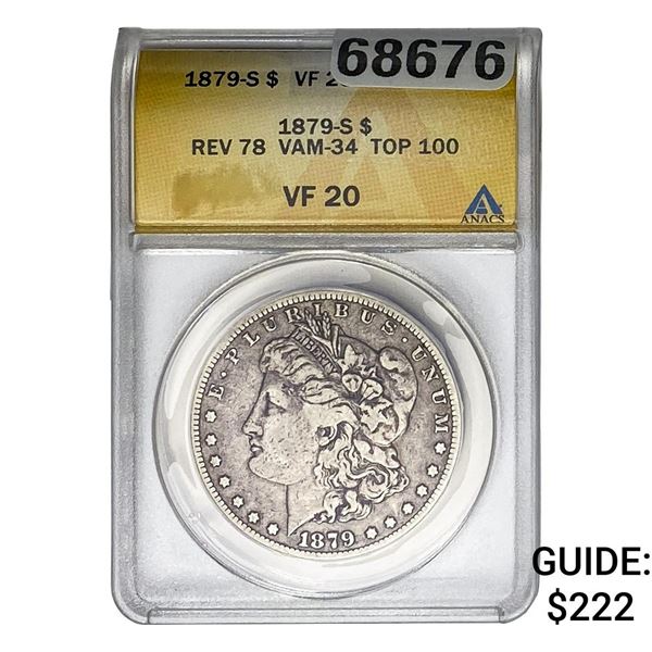 1879-S REV. 78 Morgan Silver Dollar ANACS VF20 VAM-34