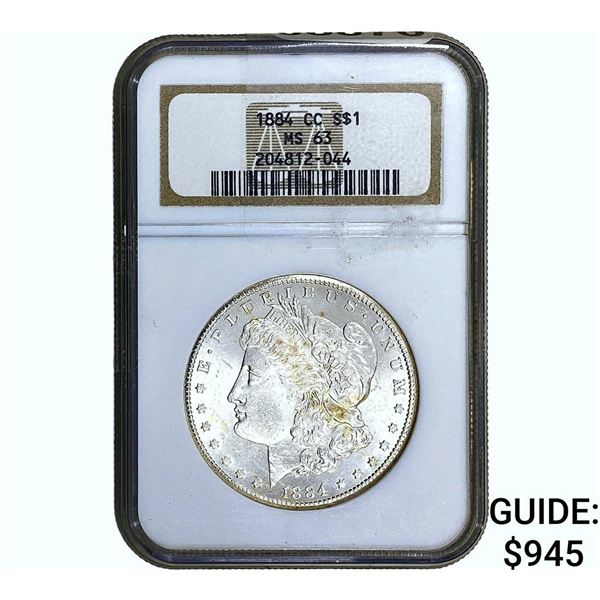 1884-CC Morgan Silver Dollar NGC MS63