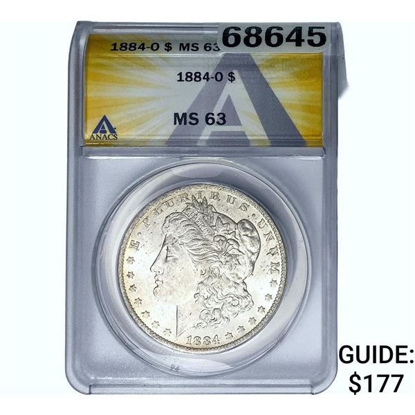 1884-O Morgan Silver Dollar ANACS MS63