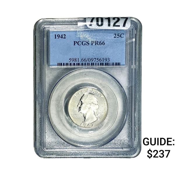 1942 Washington Silver Quarter PCGS PR66
