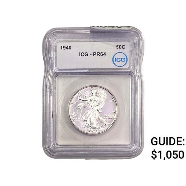 1940 Walking Liberty Half Dollar ICG PR64
