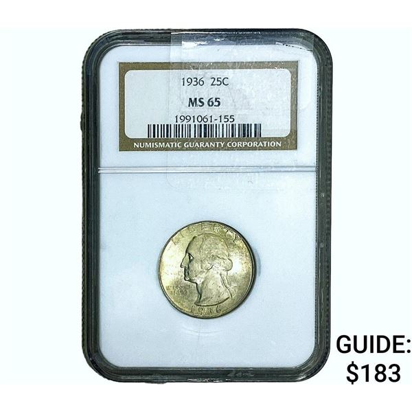 1936 Washington Silver Quarter NGC MS65