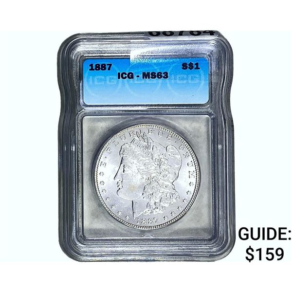 1887 Morgan Silver Dollar ICG MS63