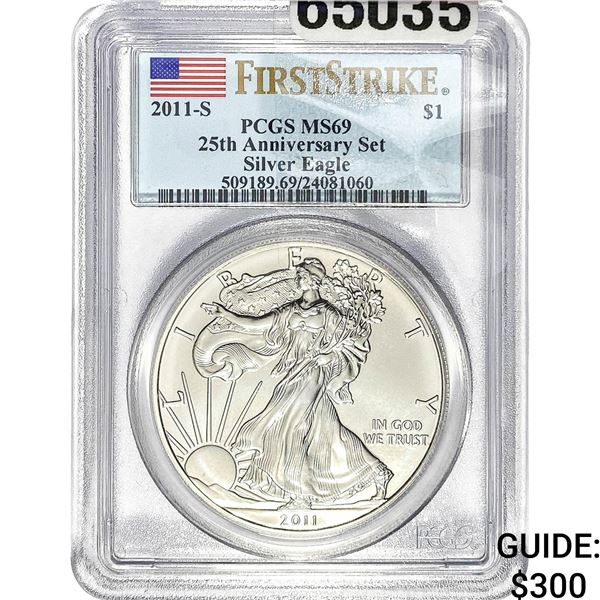 2011-S Silver Eagle PCGS MS69 25th Anniversary