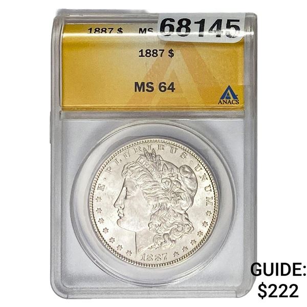 1887 Morgan Silver Dollar ANACS MS64