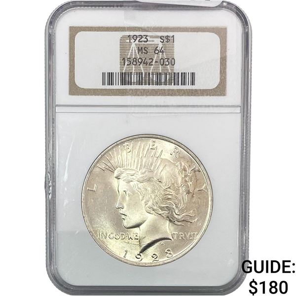 1923 Silver Peace Dollar NGC MS64