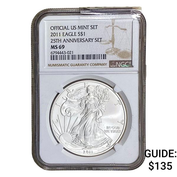 2011 Silver Eagle NGC MS69 20th Anniversary