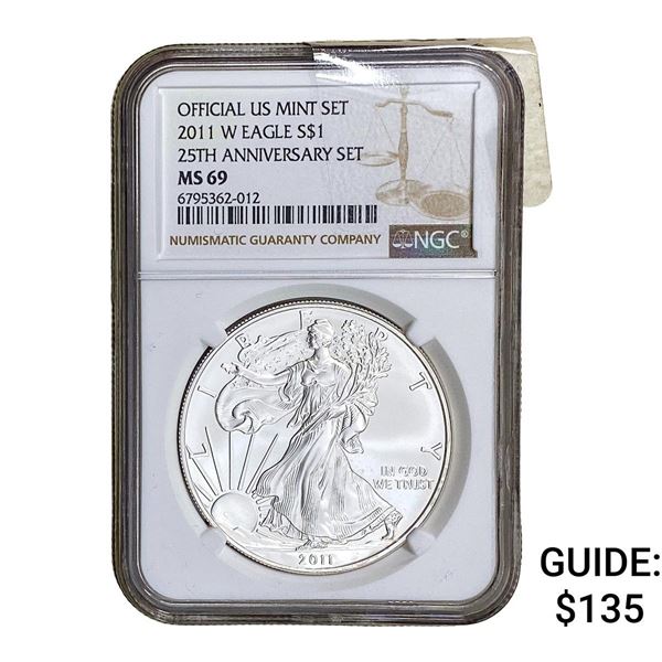 2011-W Silver Eagle NGC MS69 25th Anniversary