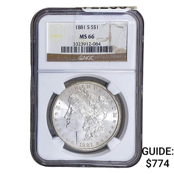 1881-S Morgan Silver Dollar NGC MS66