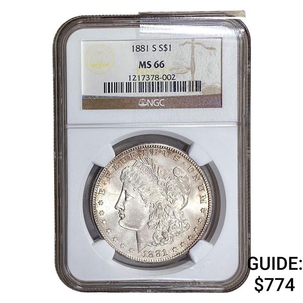 1881-S Morgan Silver Dollar NGC MS66