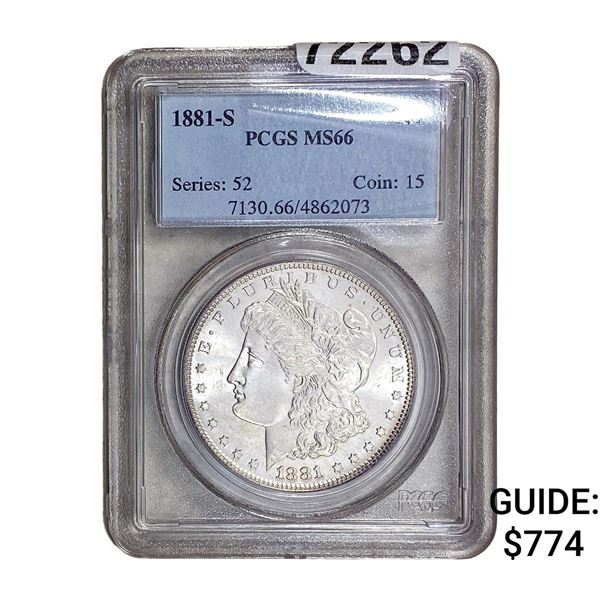 1881-S Morgan Silver Dollar PCGS MS66