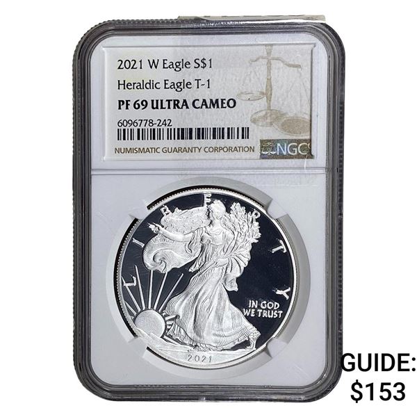 2021-W Silver Eagle NGC PF69 UC Heraldic Eagle T-1