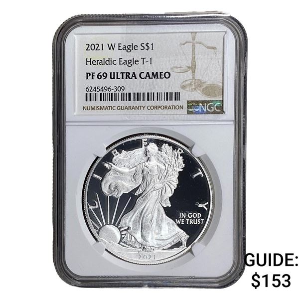 2021-W Silver Eagle NGC PF69 UC Heraldic Eagle T-1