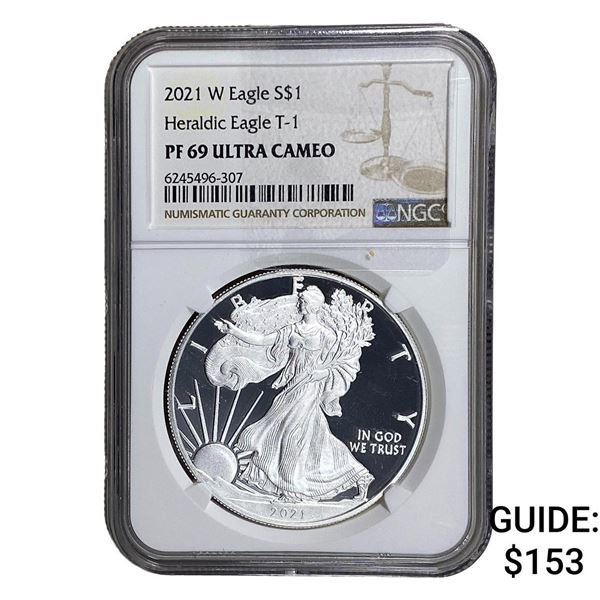2021-W Silver Eagle NGC PF69 UC Heraldic Eagle T-1