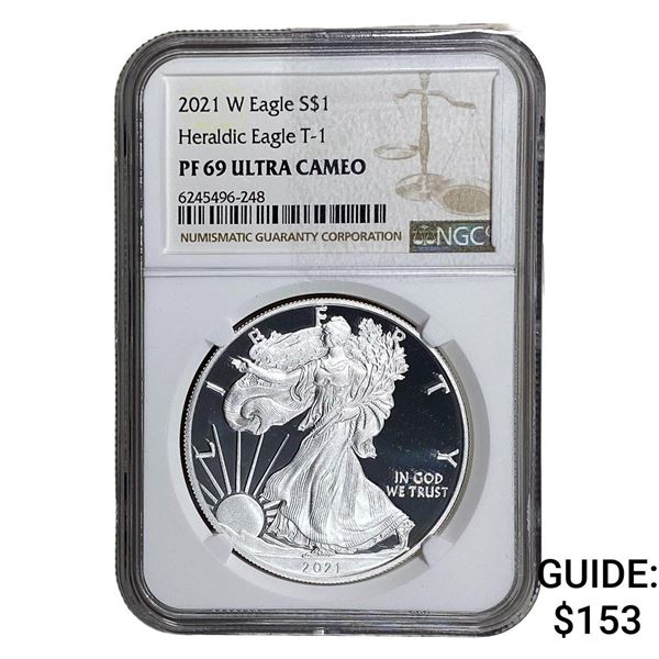 2021-W Silver Eagle NGC PF69 UC Heraldic Eagle T-1
