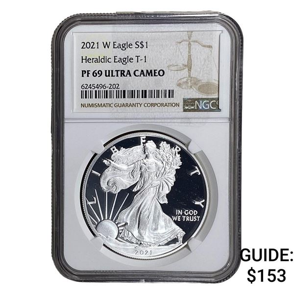 2021-W Silver Eagle NGC PF69 UC Heraldic Eagle T-1