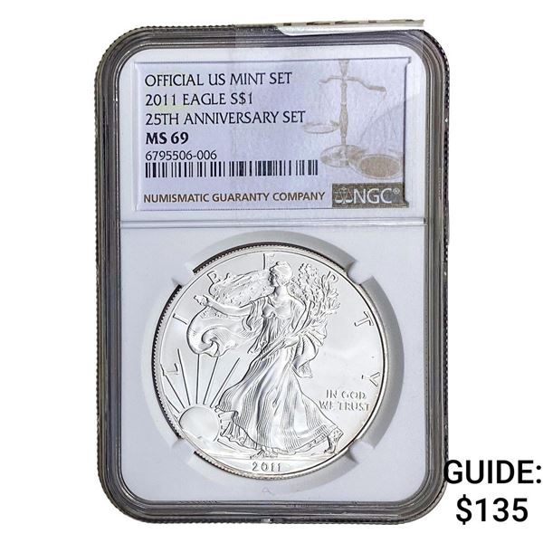 2011 Silver Eagle NGC MS69 25th Anniversary