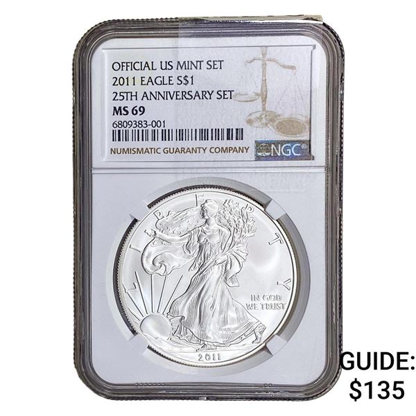 2011 Silver Eagle NGC MS69 25th Anniversary