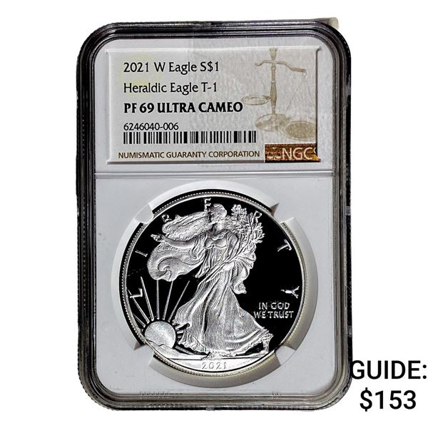 2021-W Silver Eagle NGC PF69 UC Heraldic Eagle T-1