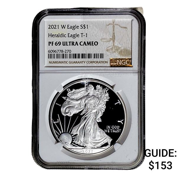 2021-W Silver Eagle NGC PF69 UC Heraldic Eagle T-1