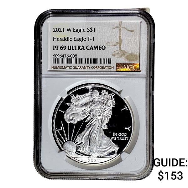 2021-W Silver Eagle NGC PF69 UC Heraldic Eagle T-1