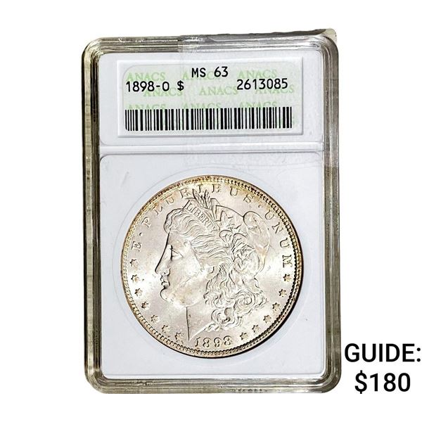 1898-O Morgan Silver Dollar ANACS MS63
