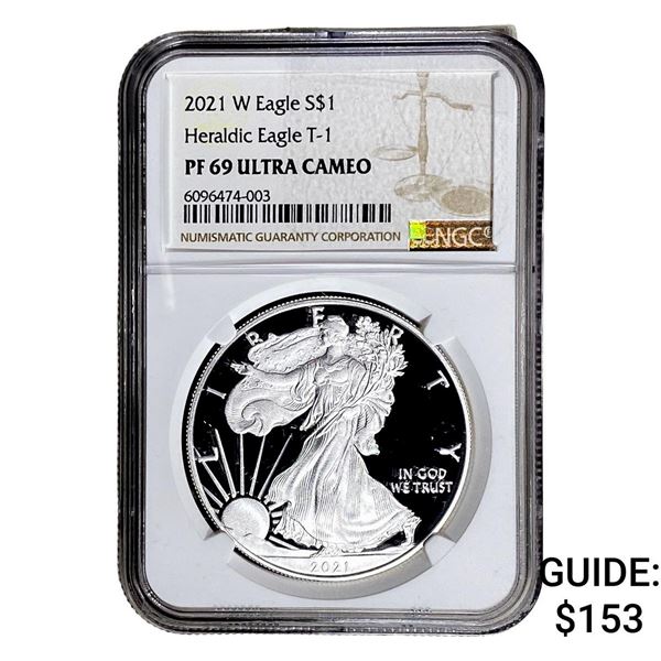2021-W Silver Eagle NGC PF69 UC Heraldic Eagle T-1