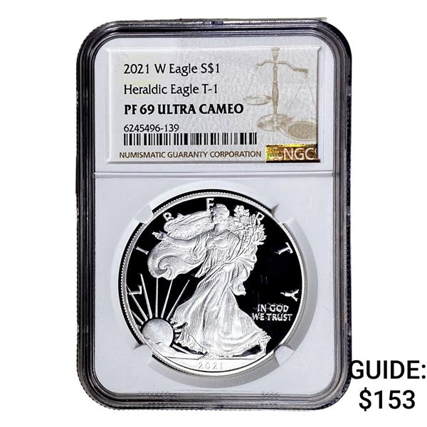 2021-W Silver Eagle NGC PF69 UC Heraldic Eagle T-1