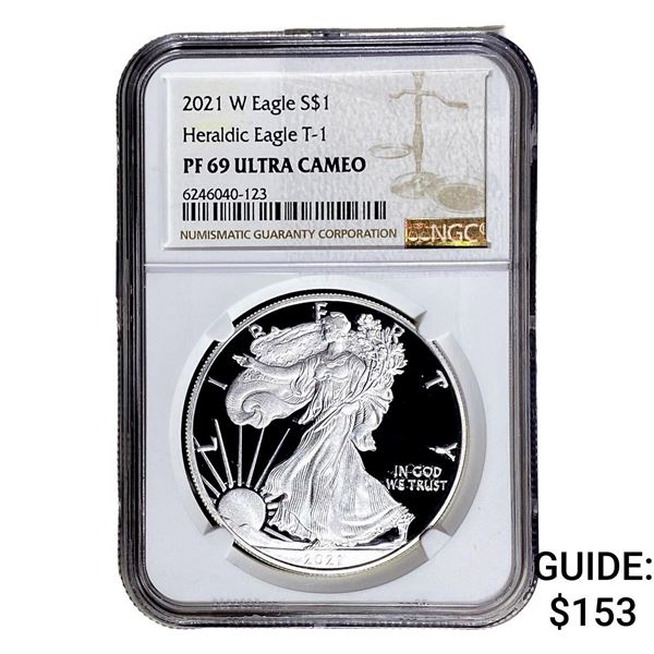 2021-W Silver Eagle NGC PF69 UC Heraldic Eagle T-1