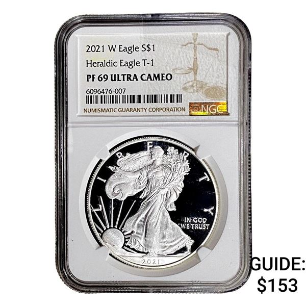 2021-W Silver Eagle NGC PF69 UC Heraldic Eagle T-1